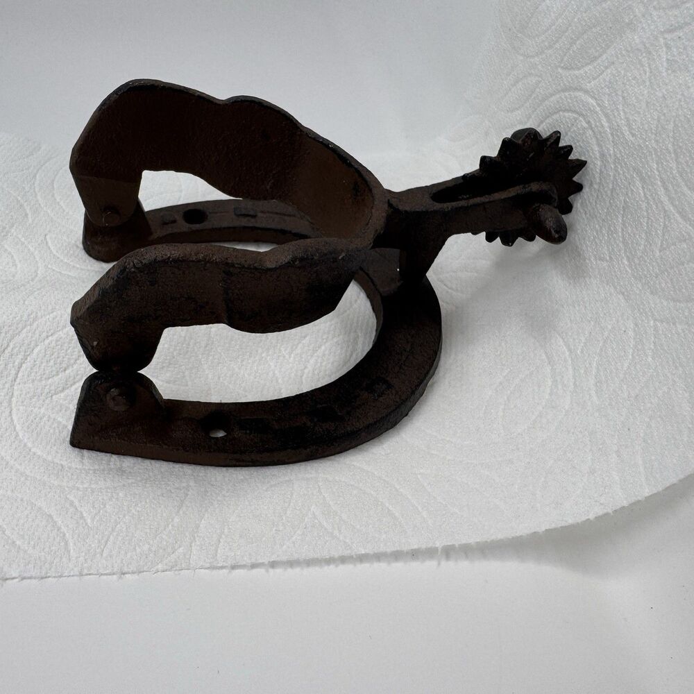 Vintage Cast Iron Horseshoe & Boot Spur Door Knocker Western Farmhouse Cowboy
